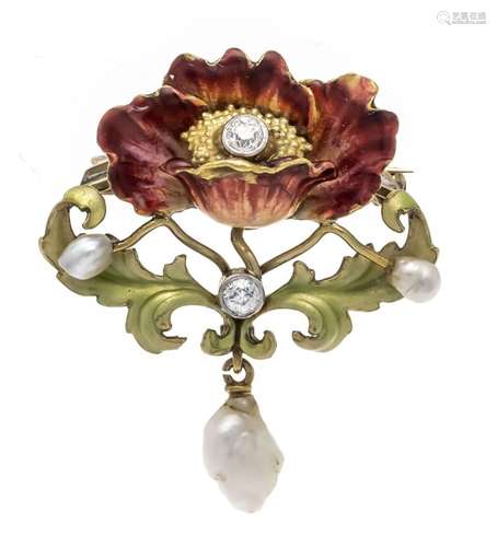 Enamel flower brooch/pendant G