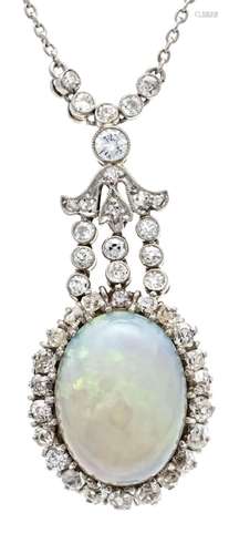 Opal-diamond necklace WG 750/0