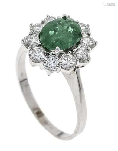 Emerald diamond ring WG 750/00