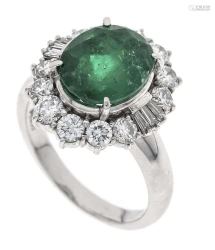 Emerald diamond ring platinum