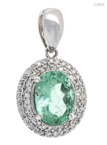 Emerald diamond pendant WG 750