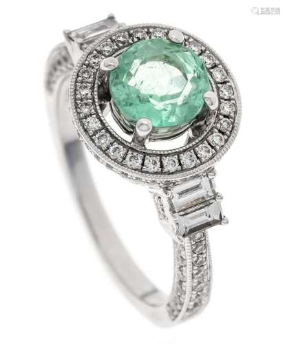 Emerald diamond ring WG 750/00