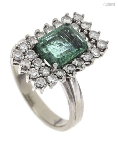 Emerald diamond ring WG 750/00