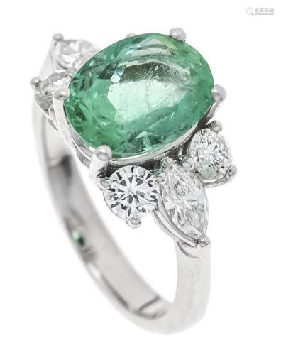 Emerald diamond ring WG 750/00