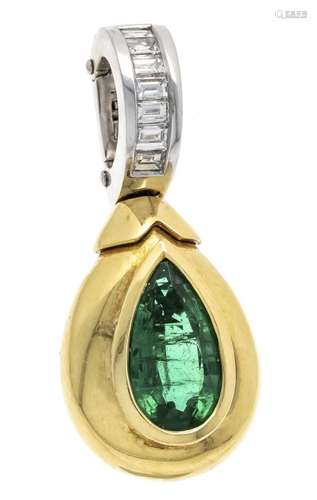 Emerald diamond clip pendant G