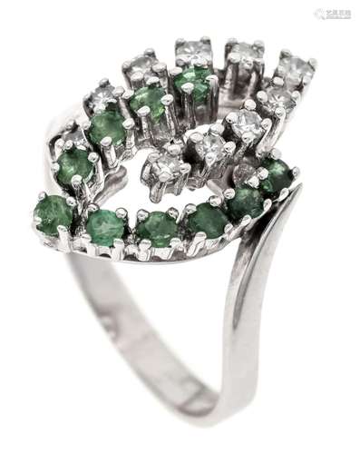 Emerald diamond ring WG 585/00