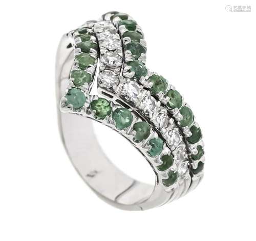 Emerald diamond ring WG 750/00