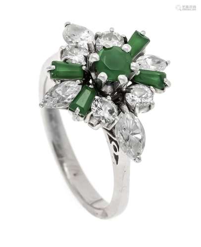 Emerald diamond ring WG 750/00