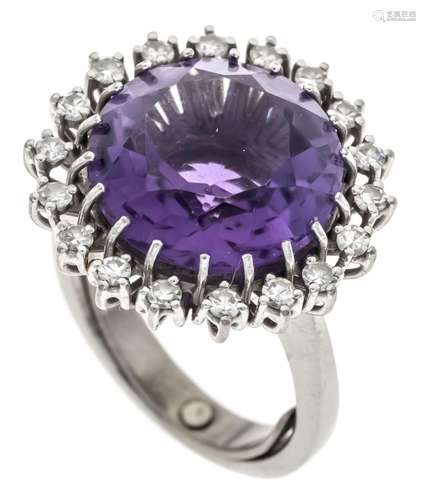 Amethyst diamond ring WG 750/0