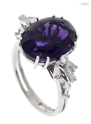 Amethyst diamond ring WG 585/0