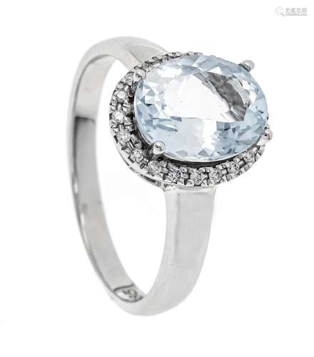 Aquamarine diamond ring WG 585