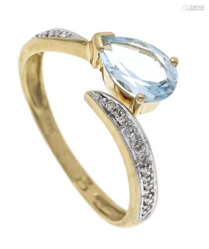 Blue topaz diamond ring GG/WG