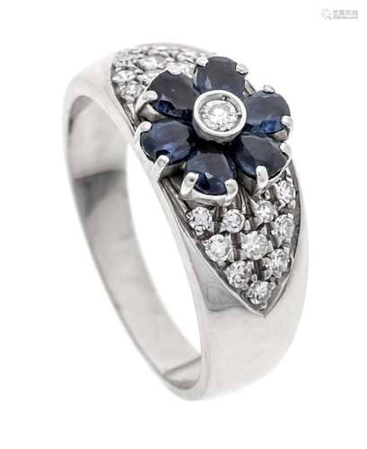 Sapphire diamond ring WG 750/0