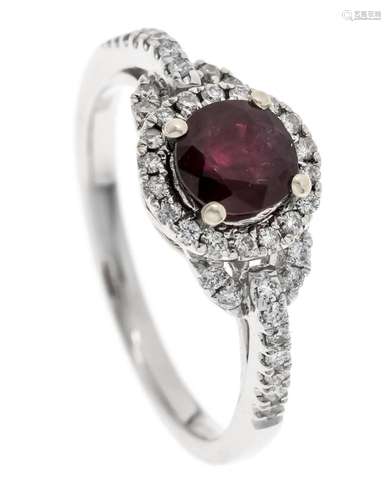 Ruby diamond ring WG 750/000 w