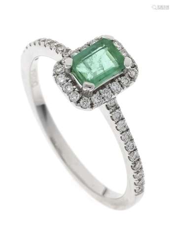 Emerald diamond ring WG 750/00