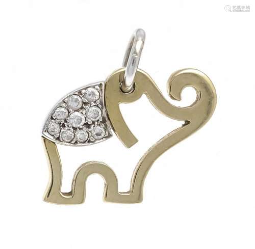 Diamond pendant elephant GG/WG