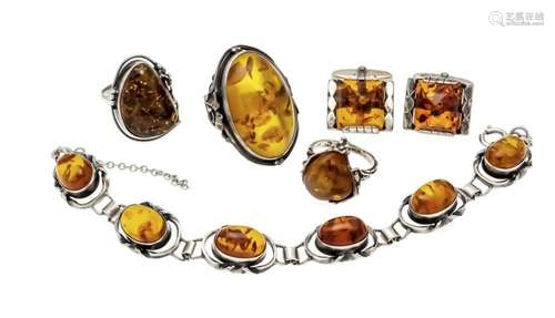 5-piece amber convolute silver