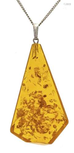 Amber pendant Fischland, silve