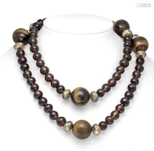 Necklace with smoky quartz bal