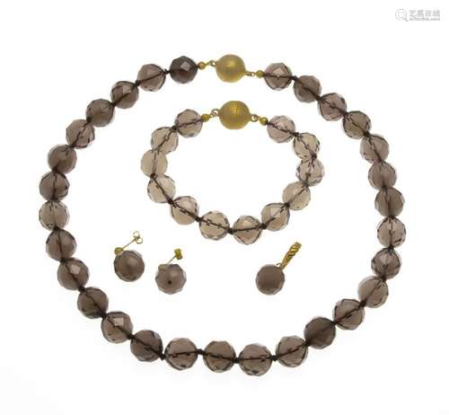 3-piece smoky quartz set silve