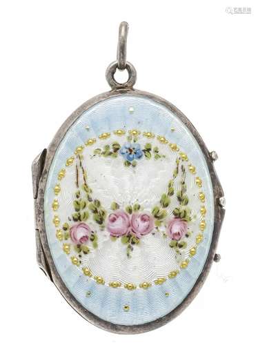 Enamel medallion silver with c