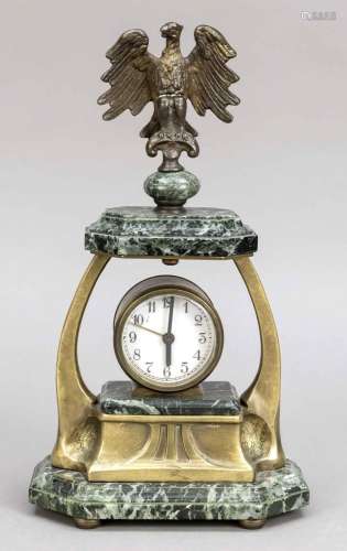 Art Nouveau table clock, green ma