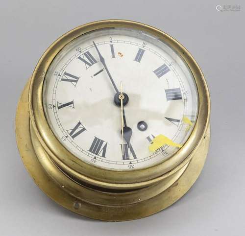 Brass ship clock, mechanical, Fa.