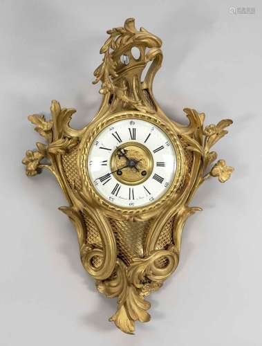 Cartel clock, brass fire gilded,