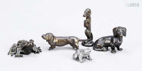 Set of 5 small animal sculptures,