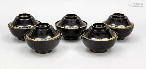 5 Rice bowls with lids, Japan, 1s