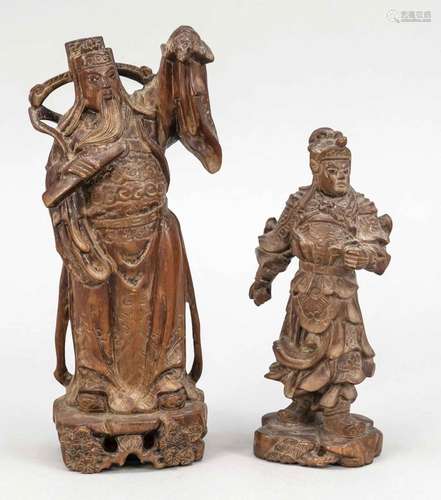 2 figural carvings, China, mid-20