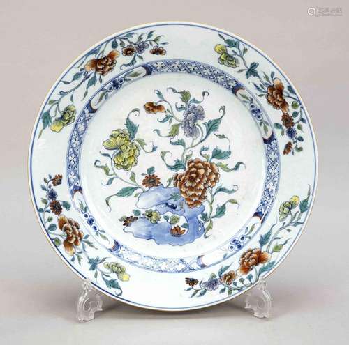 Doucai charger with peonies, Chin