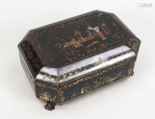 Export lacquer tea caddy, China,