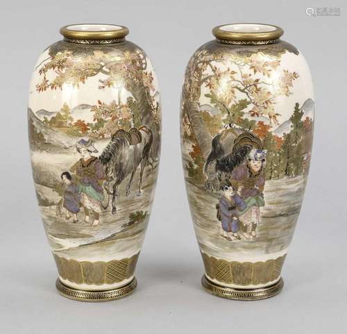 Pair of Satsuma vases, Japan, lat