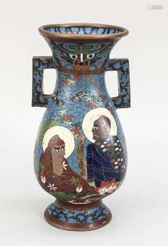 Cloisonné vase with lohans, China