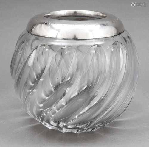 Spherical vase with silver rim