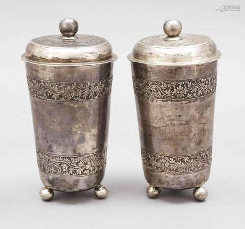 Pair of lidded goblets, 19th c