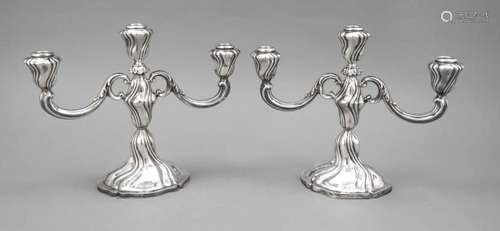 Pair of three-flame candelabra