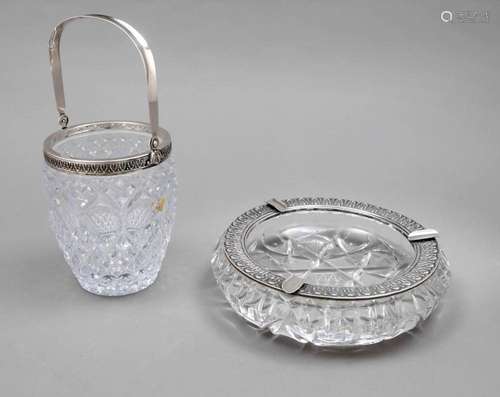 Ashtray and ice box with silve