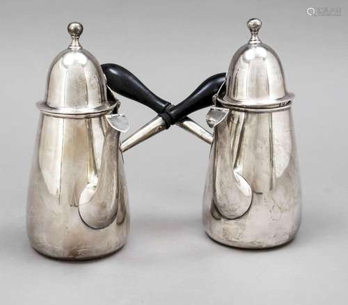 Pair of chocolate jugs, Englan