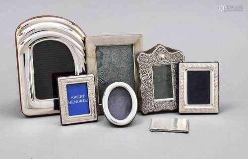 Seven small photo stand frames