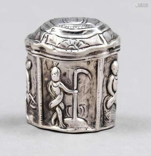 Pillbox, 18th century, silver