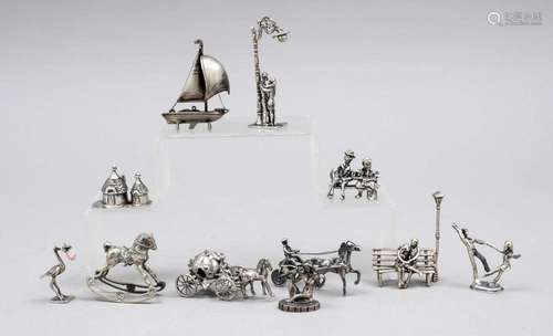 Ten miniatures, 20th c., silve