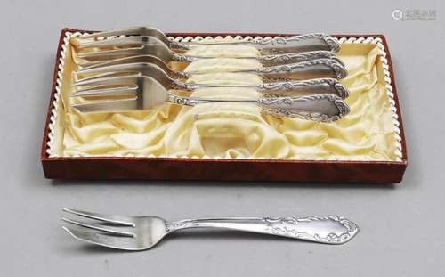 Six cake forks, 20th century,