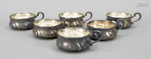 Six tea glass holders, German,