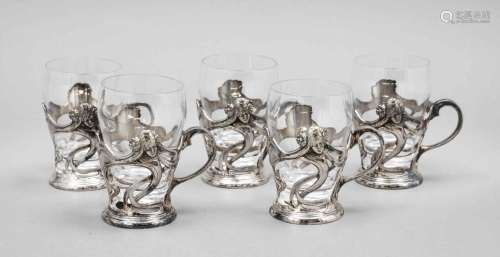 Five Art Nouveau tea glass hol
