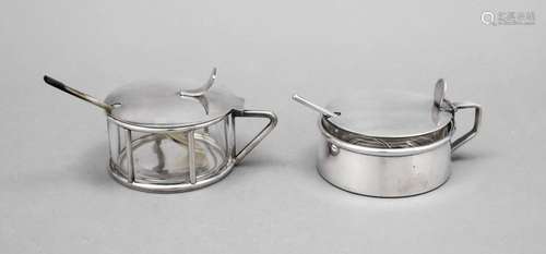 Two round jam jars, 20th c., p