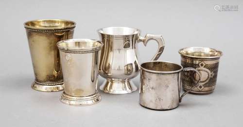 Set of five cups, 20th c., pla