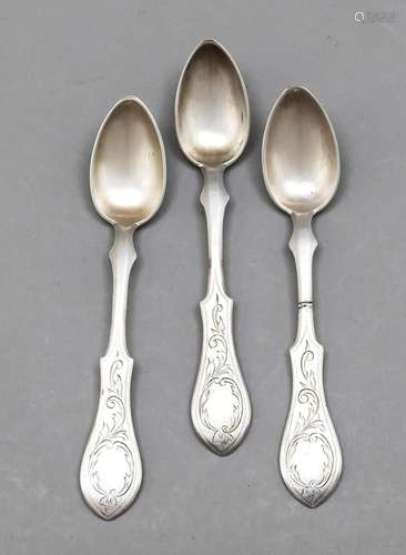 Six teaspoons, 19th century, h