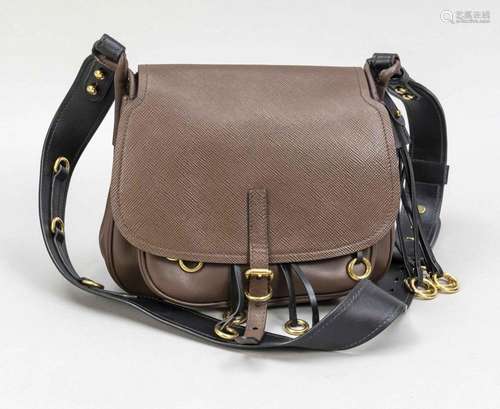 Prada, Brown Saffiano/Smooth Lea